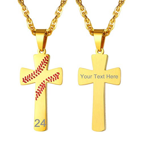 PROSTEEL Gold Plated Necklaces Baseball Chain Mens Cross Necklace Stainless Steel Cross Pendant Baseball Cross Necklace for Men PROSTEEL Gold Plated Necklaces Baseball Chain Mens Cross Necklace Stainless Steel Cross Pendant Baseball Cross Necklace for Men
