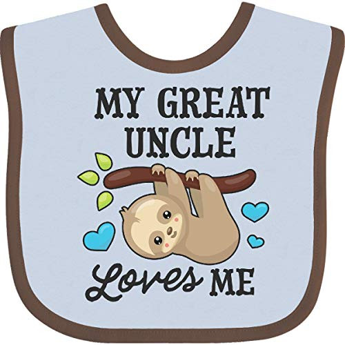 Inktastic My Great Uncle Loves Me with Sloth and Baby Bib Orange and Black
