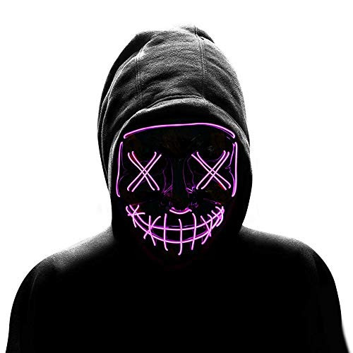 Halloween Masks for Adults Led Purge Mask Light Up Mask Halloween Mask Led Mask Scary Halloween Mask for Halloween -Purple-