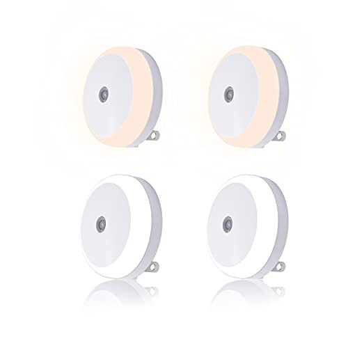 LED Night Light- with Dusk to Dawn Sensor- Diffused Light- Energy Efficient- Plug in Night Light for Bedroom- Bathroom- Kitchen- Hallway- Stairs- Warm White -2 Pack-- Daylight White -2 Pack?