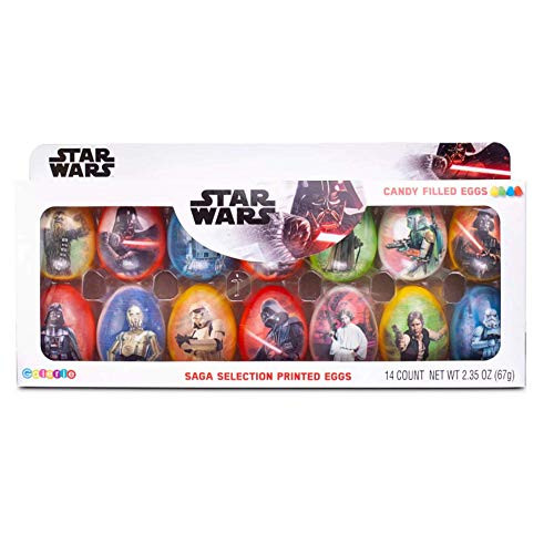 Star Wars Saga Printed Retro Candy Filled Easter Eggs- Basket Stuffer for Boys or Egg Hunt Prizes- Set of 14
