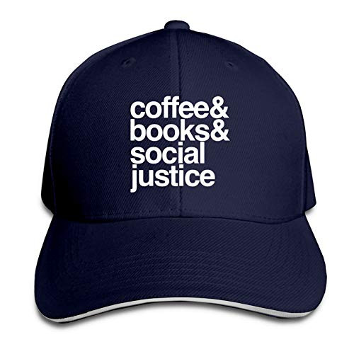 Coffee and Books and Social Justice Adjustable Baseball Hat Dad Hats Trucker Hat Sandwich Outdoor Sun Visor Cap Navy