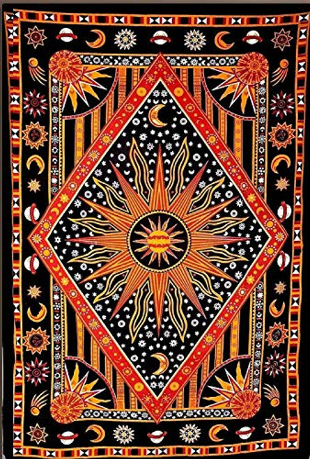ANJANIYA Burning Sun Tie Dye Tapestry- Celestial Sun Moon Star Planet Bohemian Twin Tapestry Tarot Card Wall Hanging Boho Tapestry Hippie Hippy Tapestry Beach Coverlet Curtain -Orange- 55inchX85inch- ANJANIYA Burning Sun Tie Dye Tapestry- Celestial Sun Moon Star Planet Bohemian Twin Tapestry Tarot Card Wall Hanging Boho Tapestry Hippie Hippy Tapestry Beach Coverlet Curtain -Orange- 55inchX85inch-