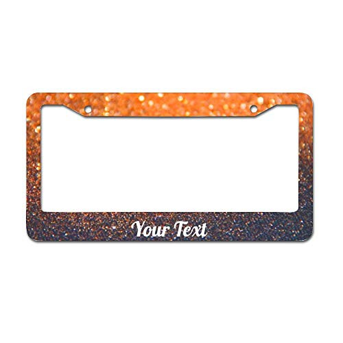 UTF4C Your Text Glitter Orange Black Car License Plate Frame - Chrome Metal Auto License Plate Frame Tag Holder Frame Cover - 12inchX6inch for Universal Cars UTF4C Your Text Glitter Orange Black Car License Plate Frame - Chrome Metal Auto License Plate Frame Tag Holder Frame Cover - 12inchX6inch for Universal Cars