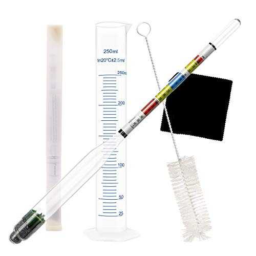 Triple Scale Hydrometer and Test Jar for Wine-Beer-Mead and Kombucha-ABV- Brix and Gravity Test Kit- Combo Set of Hydrometer-250ml Plastic Cylinder-Cleaning Brush and Cloth Triple Scale Hydrometer and Test Jar for Wine-Beer-Mead and Kombucha-ABV- Brix and Gravity Test Kit- Combo Set of Hydrometer-250ml Plastic Cylinder-Cleaning Brush and Cloth