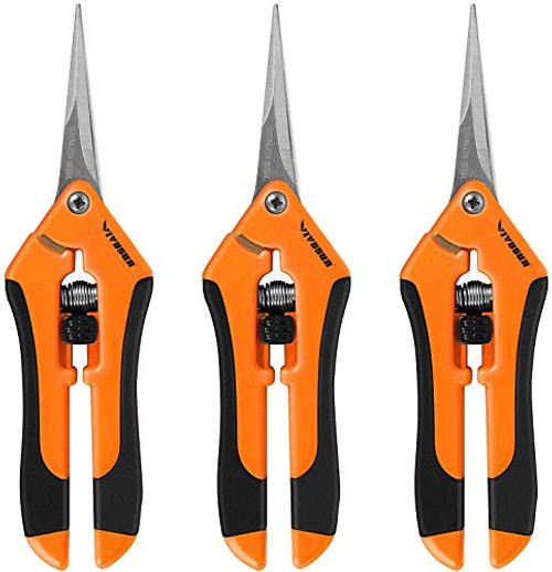 VIVOSUN 3-Pack 6.5 Inch Gardening Hand Pruner- Pruning Shear with Straight Stainless Steel Blades Orange