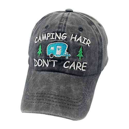 Waldeal Women's Embroidered Adjustable Camping Hair Don't Care Vintage Washed Dad Hat Black Waldeal Women's Embroidered Adjustable Camping Hair Don't Care Vintage Washed Dad Hat Black