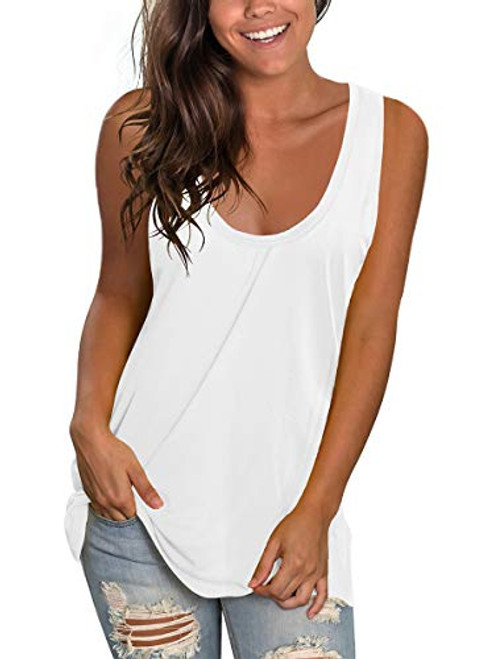 XIEERDUO Summer Tank Tops for Women Sexy Vest Loose Fit Sleeveless T-Shirts White L XIEERDUO Summer Tank Tops for Women Sexy Vest Loose Fit Sleeveless T-Shirts White L