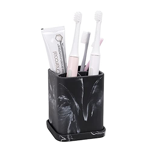 ZCCZ Toothbrush Holder- Countertop Marble Look Electric Toothbrush Toothpaste Makeup Brush and Razor Holder Stand Bathroom Organizer with Detachable Tray ZCCZ Toothbrush Holder- Countertop Marble Look Electric Toothbrush Toothpaste Makeup Brush and Razor Holder Stand Bathroom Organizer with Detachable Tray