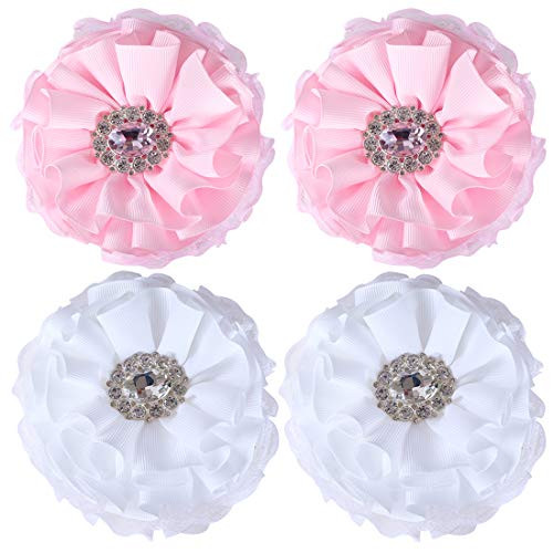 Baby Girls Hair Clips Flowers-Arnzrmo 4 Pcs Hair Bows Floral Handmade Hair Accessories Barrettes for Newborn Infant Toddler Kids