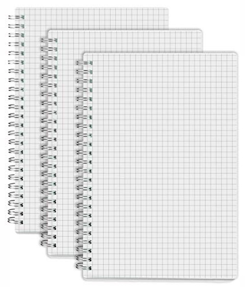 `-3 Pack- Grid Notebook Spiral - A5 Bullet Grided Journal- Total 240 Sheets / 480 Pages- 100gsm Graph Paper- Transparent Hardcover- 5.8X8.25 in