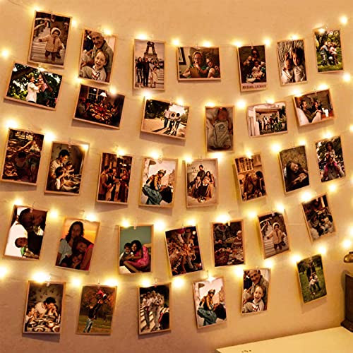 Hatstart 100 LEDs Photo Clips String Lights-33Ft Wall Fairy Lights with 60 Clear Clips-Battery Powered Twinkle Warm White Lighting Clip String for Patio Party Wedding Bedroom Dorm Decorations Hatstart 100 LEDs Photo Clips String Lights-33Ft Wall Fairy Lights with 60 Clear Clips-Battery Powered Twinkle Warm White Lighting Clip String for Patio Party Wedding Bedroom Dorm Decorations