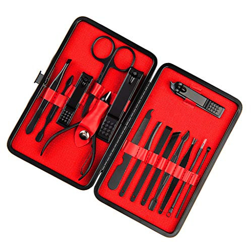 Kloware Nail Clippers Set Nail Care Professional Manicure Pedicure Tool - Black- 15 pieces