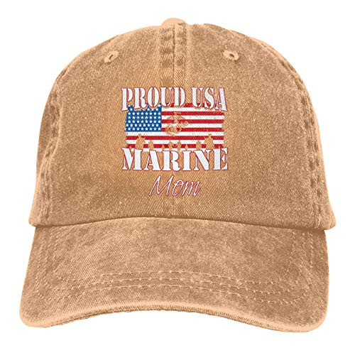 Proud Marine Mom USA Military Hat-Adjustable Baseball Cap Washable Cotton Trucker Cap Dad Hat Unisex