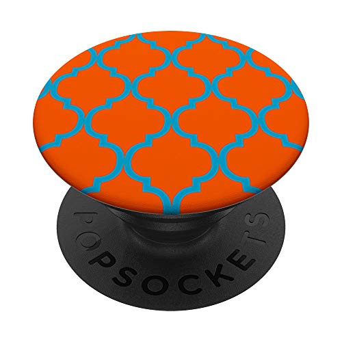 Arabesque Pattern Blue  and  Orange Red AEW261 PopSockets PopGrip- Swappable Grip for Phones  and  Tablets