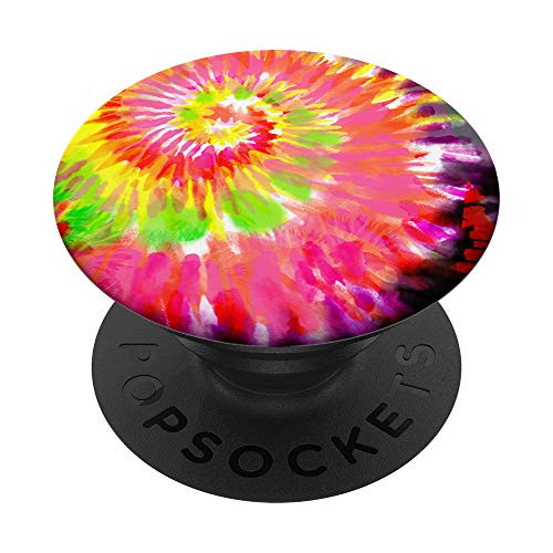 Tie Dye in Yellow Orange Red Green Purple Pink AEHP469 PopSockets PopGrip- Swappable Grip for Phones  and  Tablets
