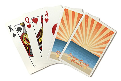 Orange County- California- Beach Scene with Rays -Playing Card Deck- 52 Card Poker Size with Jokers-