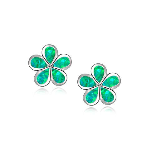 CiNily Flower Stud Earrings-Green Opal Earrings 14K White Gold Plated Hypoallergenic Flower Earrings Jewelry Gift for mom-Girls-Women