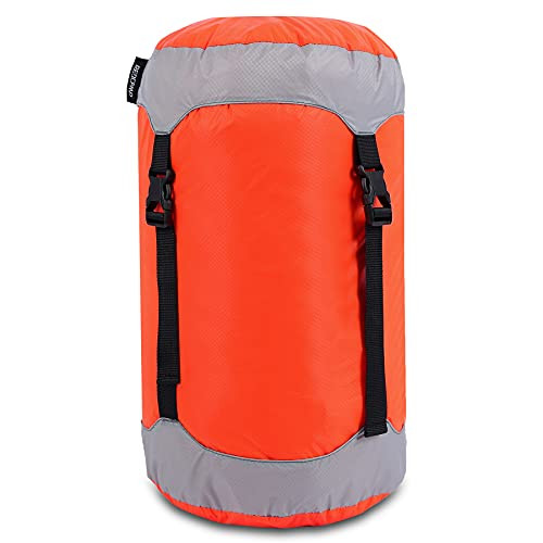 REDCAMP Nylon Compression Sack- 16L Ultralight Sleeping Bag Stuff Sack Great for Camping- Hiking- Backpacking- Orange M