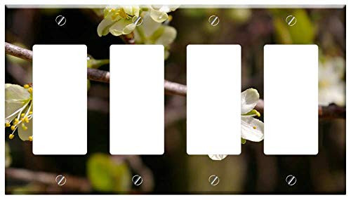 Switch Plate 4 Gang Rocker/GFCI - Spring Plum Tree Flowers Plum Blossom Branch