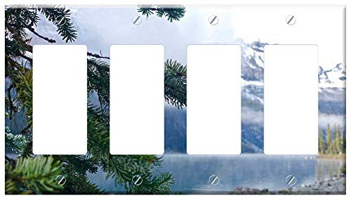 Switch Plate 4 Gang Rocker/GFCI - Branch Dew Lake Wilderness Environment Landscape