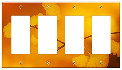 Switch Plate 4 Gang Rocker/GFCI - Texture Background Ginkgo Ginkgo Leaves Branch