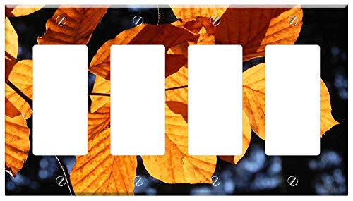 Switch Plate 4 Gang Rocker/GFCI - Autumn Book Industry Leaves Nature Season Branch Switch Plate 4 Gang Rocker/GFCI - Autumn Book Industry Leaves Nature Season Branch