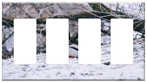 Switch Plate 4 Gang Rocker/GFCI - Nature Animals Branch Branches December Duck