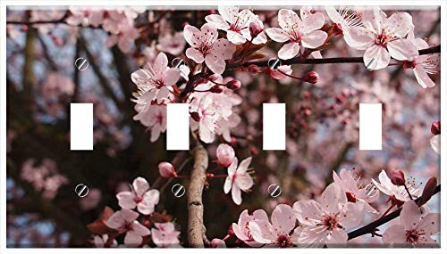Switch Plate 4 Gang Toggle - Cherry Blossom Spring Flowers Tree Blooming Branch