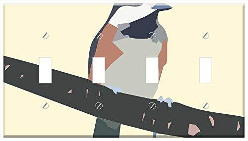 Switch Plate 4 Gang Toggle - Bird Branch Tit 1 Switch Plate 4 Gang Toggle - Bird Branch Tit 1