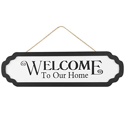 Welcome Sign - Welcome to Our Home Sign- 4.6inch x 15.7inch- Hanging Rustic Wood Sign- Welcome Sign for Front Door Decoration Black and White- Ideal for Home or Farmhouse Style Decor Welcome Sign - Welcome to Our Home Sign- 4.6inch x 15.7inch- Hanging Rustic Wood Sign- Welcome Sign for Front Door Decoration Black and White- Ideal for Home or Farmhouse Style Decor