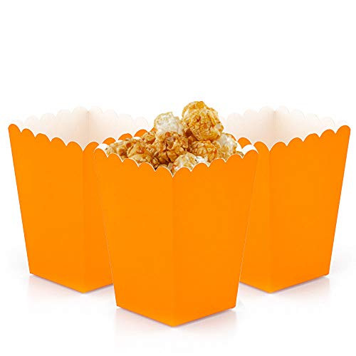 ZOOYOO Orange Mini Paper Popcorn Boxes for Party-Pack of 48