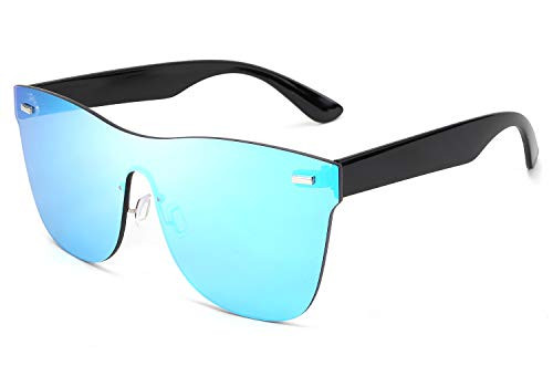 FEISEDY Mirrored Frameless Lens One Piece Sunglasses for Women Men B2647