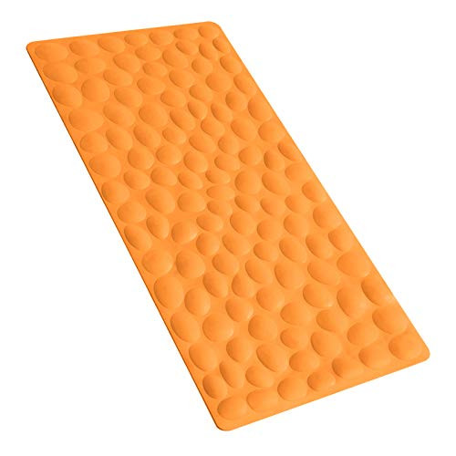 OTHWAY Non-Slip Bathtub Mat Soft Rubber Bathroom Bathmat with Strong Suction Cups -Orange-
