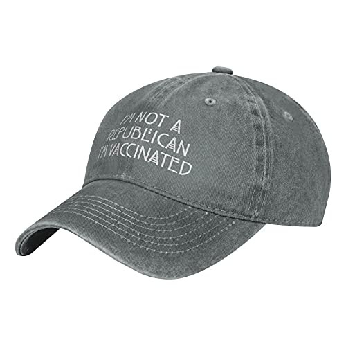 I'm Not A Republican I'm Vaccinated Hat Unisex Dad Cap Adjustable Cowboy Baseball Cap Gray I'm Not A Republican I'm Vaccinated Hat Unisex Dad Cap Adjustable Cowboy Baseball Cap Gray