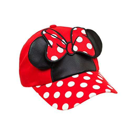 Disney Minnie Mouse Girls Baseball Hat Minnie Bow- Red/Black- 2-4T