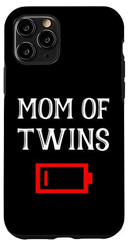 iPhone 11 Pro Tired Mom Of Twins Funny Mother With Twin Babies Low Battery Case