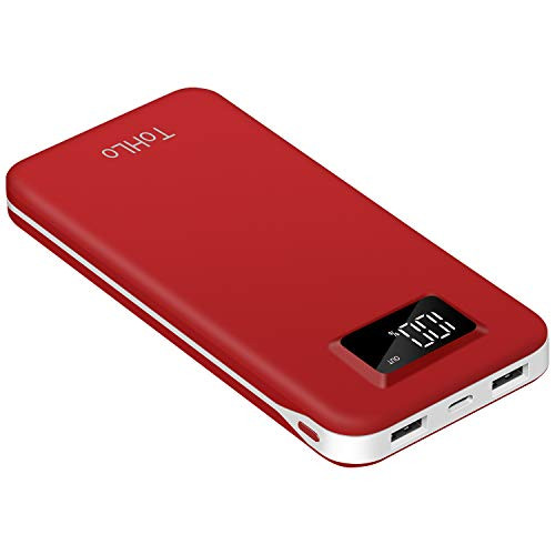 ToHLo 20000mAh Power Bank Phone Charger External Portable Battery Packs Dual Output (Black) (Red) ToHLo 20000mAh Power Bank Phone Charger External Portable Battery Packs Dual Output (Black) (Red)