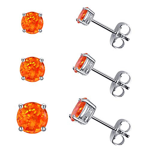 Sterling Silver Fire Opal Stud Earrings for Women Girls- White Gold Plated Opal Earrings Hypoallergenic Small Birthstone Earrings Sterling Silver Fire Opal Stud Earrings for Women Girls- White Gold Plated Opal Earrings Hypoallergenic Small Birthstone Earrings
