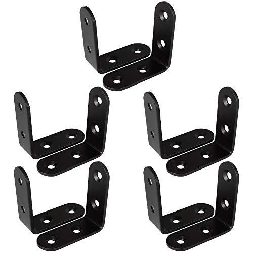 Corner Braces, 10Pcs Black L Corner Right Angle Bracket Joint Fastener, 50 x 50mm Stainless Steel Hardware Braces by STARVAST