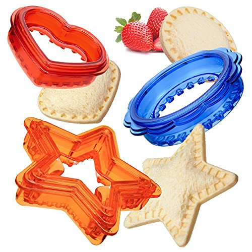 Sandwich Cutter and Sealer- Godmorn Uncrustable Sandwich Maker- Sandwich Cutter for Kids- 3 Sets Bento Sandwich Cutter for Kids Bento Box- Round Heart Star- Sandwich Decruster Press Mold Sandwich Cutter and Sealer- Godmorn Uncrustable Sandwich Maker- Sandwich Cutter for Kids- 3 Sets Bento Sandwich Cutter for Kids Bento Box- Round Heart Star- Sandwich Decruster Press Mold