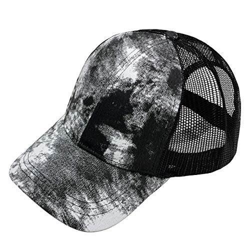 accsa Womens Baseball Cap Tie-Dye Trucker Hat Low Profile Cap Lady Adjustable Snapback Trucker Hat Mesh Cap Black
