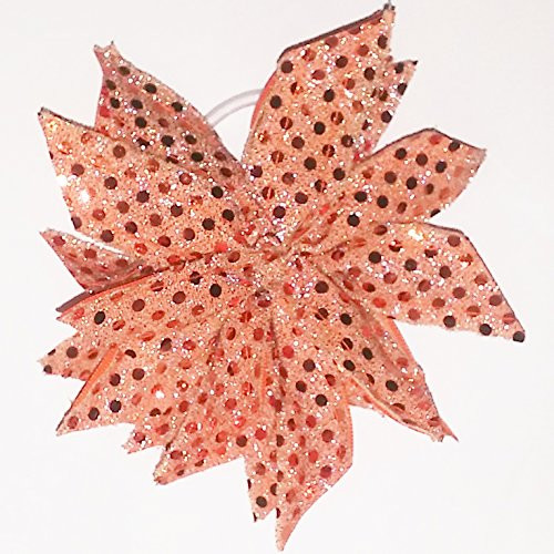Pom Scrunhie Sequin Hair Bow- Made in the USA- Orange- White Pony Band Pom Scrunhie Sequin Hair Bow- Made in the USA- Orange- White Pony Band