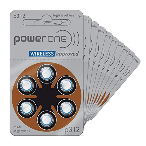 Power One Size 312 Hearing aid Battery Box of 60