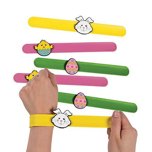Fun Express - Easter Rubber Slap Bracelet for Easter - Jewelry - Bracelets - Slap Bracelets - Easter - 12 Pieces