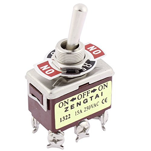 uxcell AC 250V 15A DPDT ON/Off/ON 3 Position Latching Toggle Switch T702CW