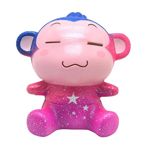 Malbaba Kawaii Jumbo Slow Rising Squishies-13cm Galaxy Naughty Monkey Cream Scented Squishies Charm Squeeze Toy -Pink-