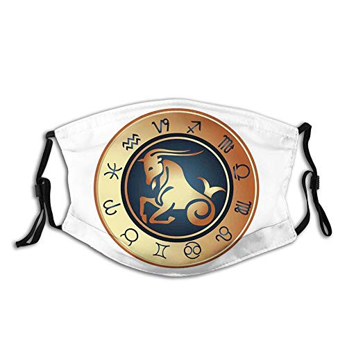 Horoscope Chart Capricorn Silhouette Astrology Zodiac Fillter Face Cloth For Unisex adult Cold Mouth Dustproof Double Protection