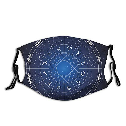 Zodiac Horoscope Chart in Wheel Shape with Dates in Space Fillter Face Cloth For Unisex adult Cold Mouth Dustproof Double Protection Zodiac Horoscope Chart in Wheel Shape with Dates in Space Fillter Face Cloth For Unisex adult Cold Mouth Dustproof Double Protection