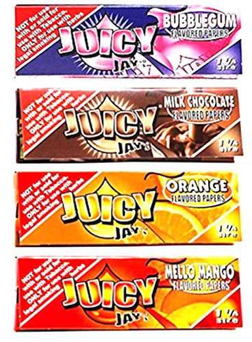 Juicy Jays Flavoured Rolling Papers 1 1/4 4 Pack -Bubble Gum- Milk Chocolate- Orange- Mello Mango-